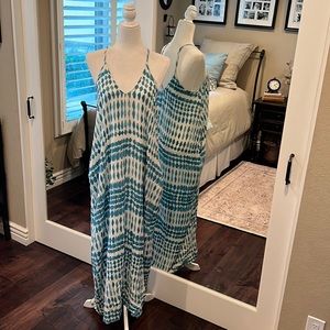 Lovestitch dress, aqua diamond print, size M.